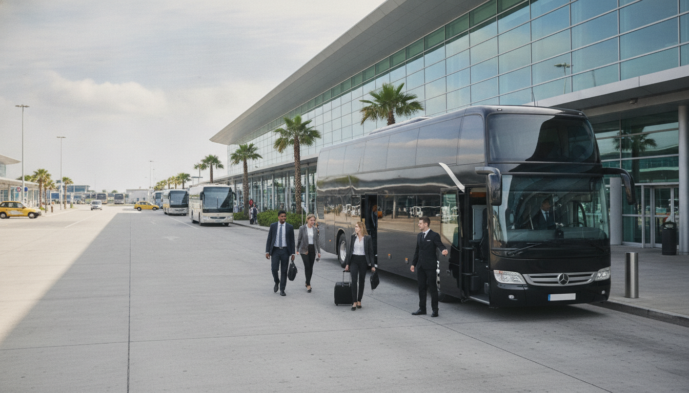 Seamless Corporate Transfers: Your Executive Coach from Heathrow — executive coach meeting a group at Heathrow Airport