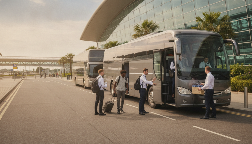 International School Trips: Navigating Heathrow with Your Group — executive coach meeting a group at Heathrow Airport